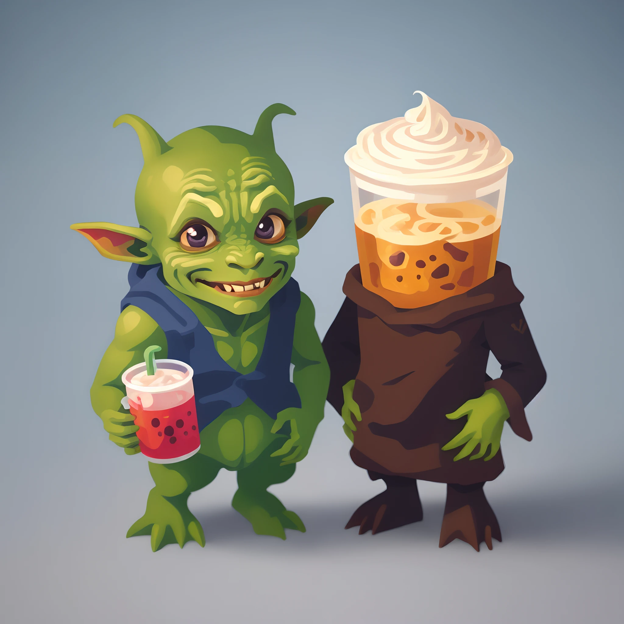 Beverage goblin and snack goblin friends cute