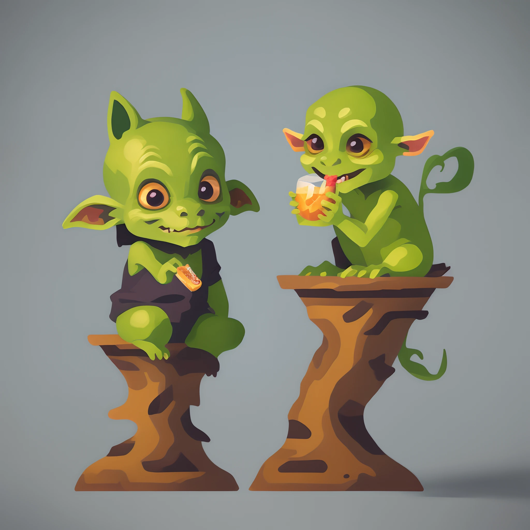 Beverage goblin and snack goblin friends cute
