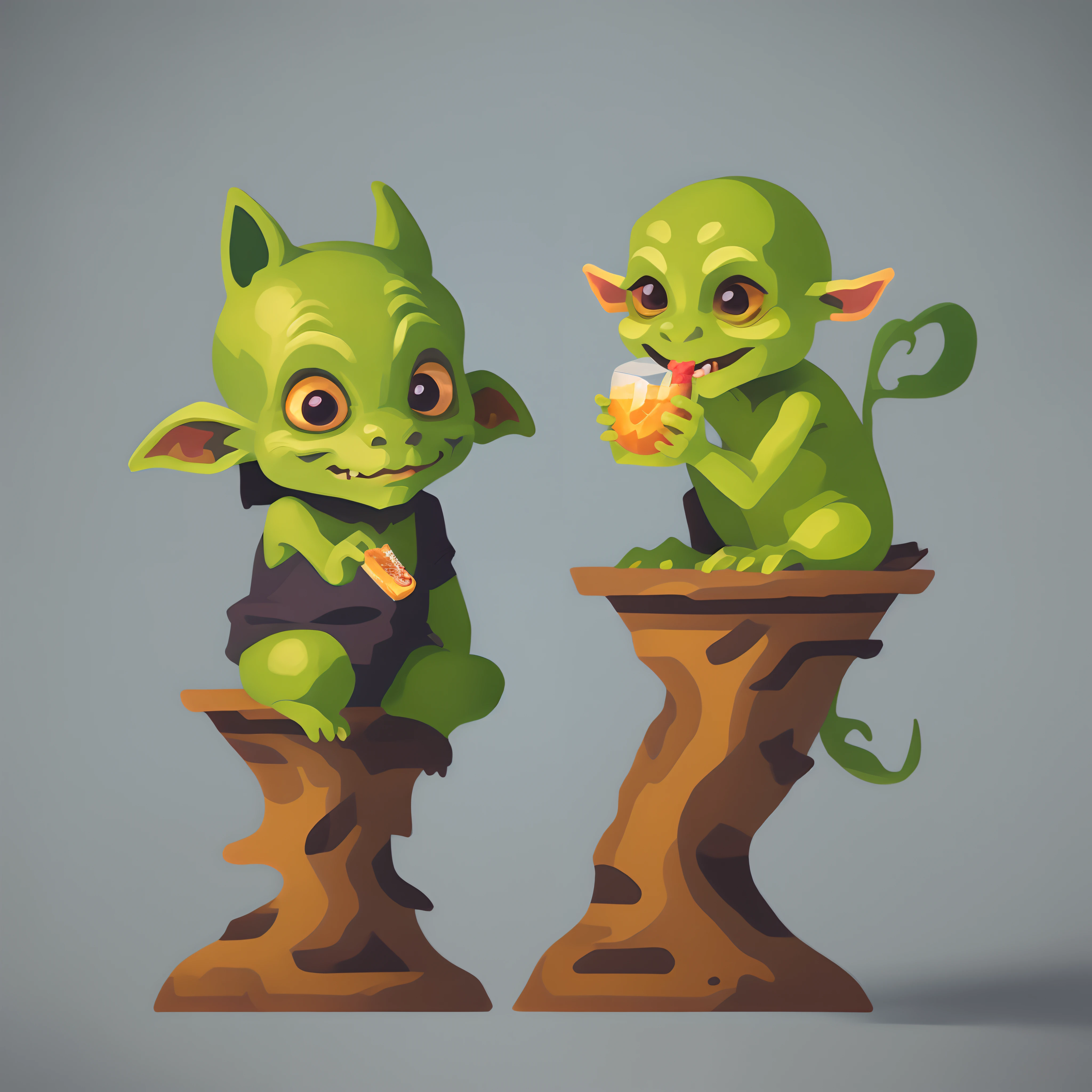 Beverage goblin and snack goblin friends cute