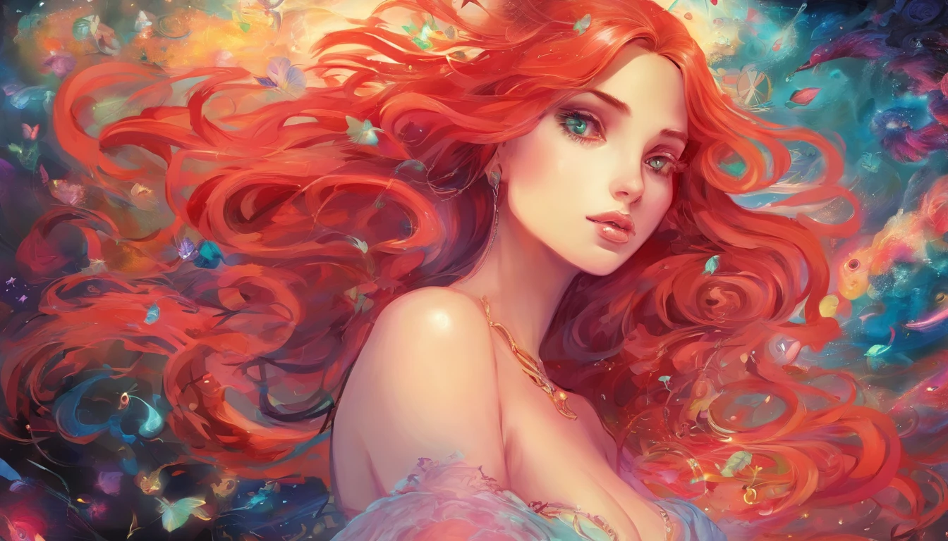 Best quality, Masterpiece, Carey Wright Mash, Solo, 1girll, Black eyes, alluring figure, (tchibi: 0.6), Light red hair, Sticker, Emoji, Beautiful bare boobs, Spread your legs forward,