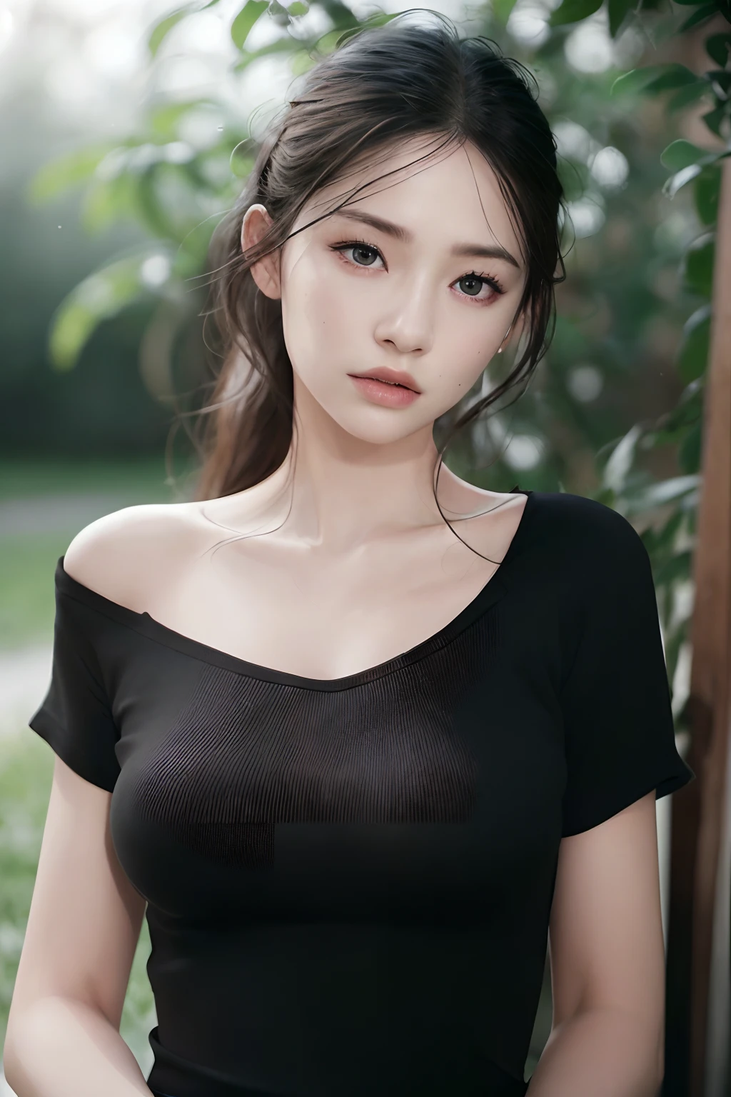 dressed, (photo realistic:1.4), (hyper realistic:1.4), (realistic:1.3),
(smoother lighting:1.05), (increase cinematic lighting quality:0.9), 32K,
1girl,20yo girl, realistic lighting, backlighting, light on face, ray trace, (brightening light:1.2), (Increase quality:1.4),
(best quality real texture skin:1.4), finely detailed eyes, finely detailed face, finely quality eyes,
(tired and sleepy and satisfied:0.0), face closeup, t-shirts,
(Increase body line mood:1.1), (Increase skin texture beauty:1.1)