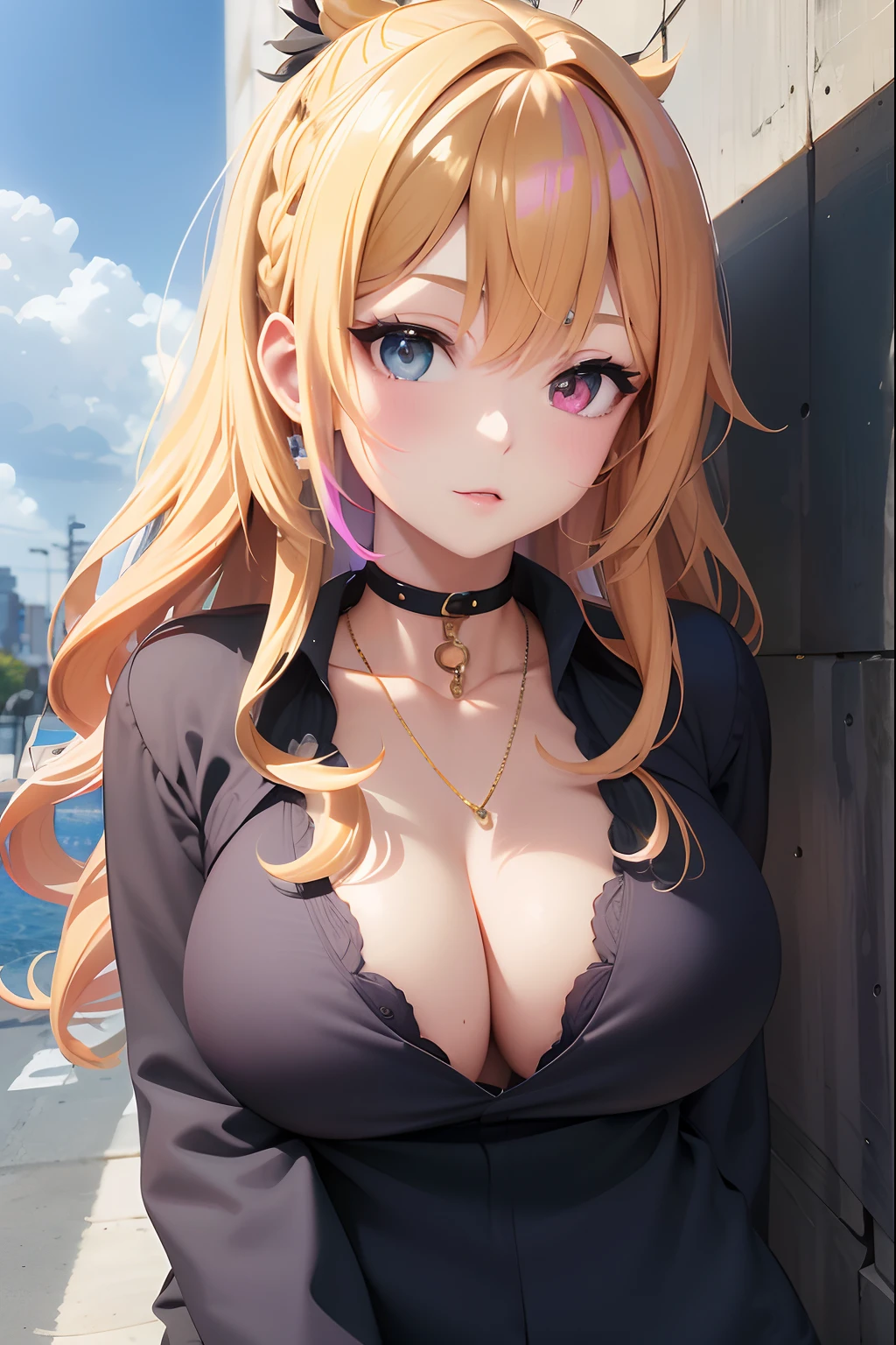 chica anime con grandes pechos posando frente a una pared, seductora chica de anime, Atractiva chica de anime, Anime CG arte suave, hermosa chica de anime, Arte detallado del anime digital, Hermosa y seductora mujer de anime, escote, Chica bonita de anime, Render fotorrealista de Anime Girl, Hermosa mujer anime, Arte de anime digital, Mejor chica del anime, Diosa del anime, Chica rubia de anime con cabello largo