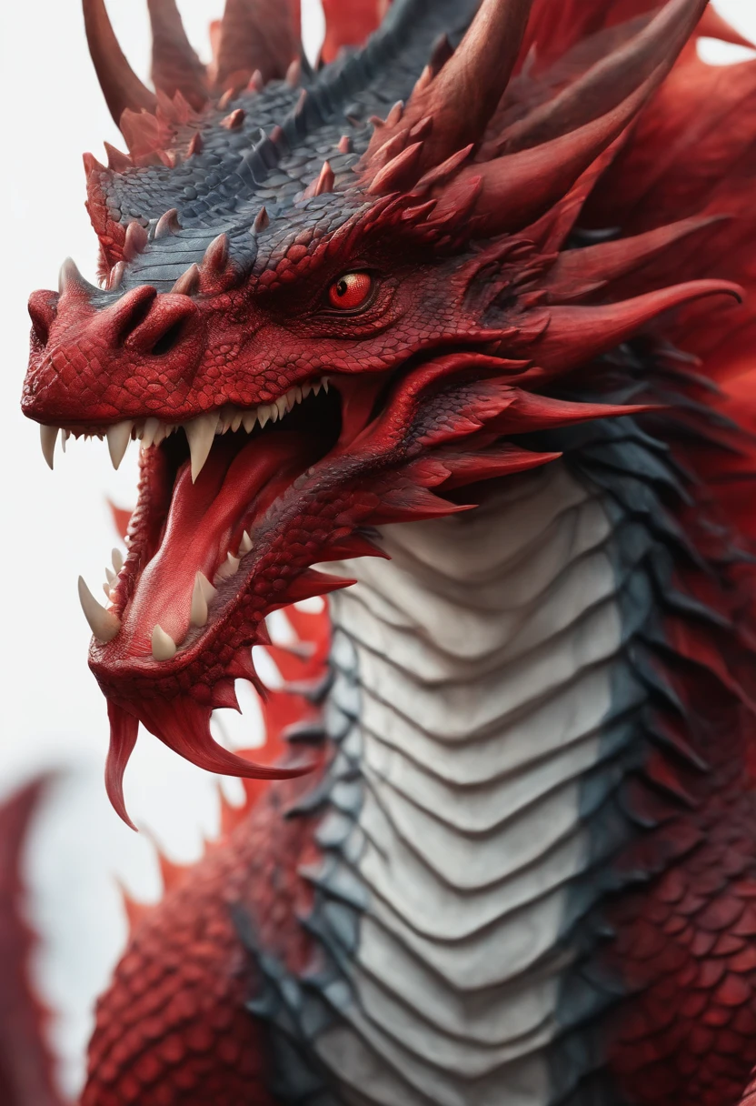 Close-up of a dragon with a long tail with a red face, dragon portrait, Portrait of a dragon, soft delicate draconic features, A red dragon, Red Dragon, sportrait