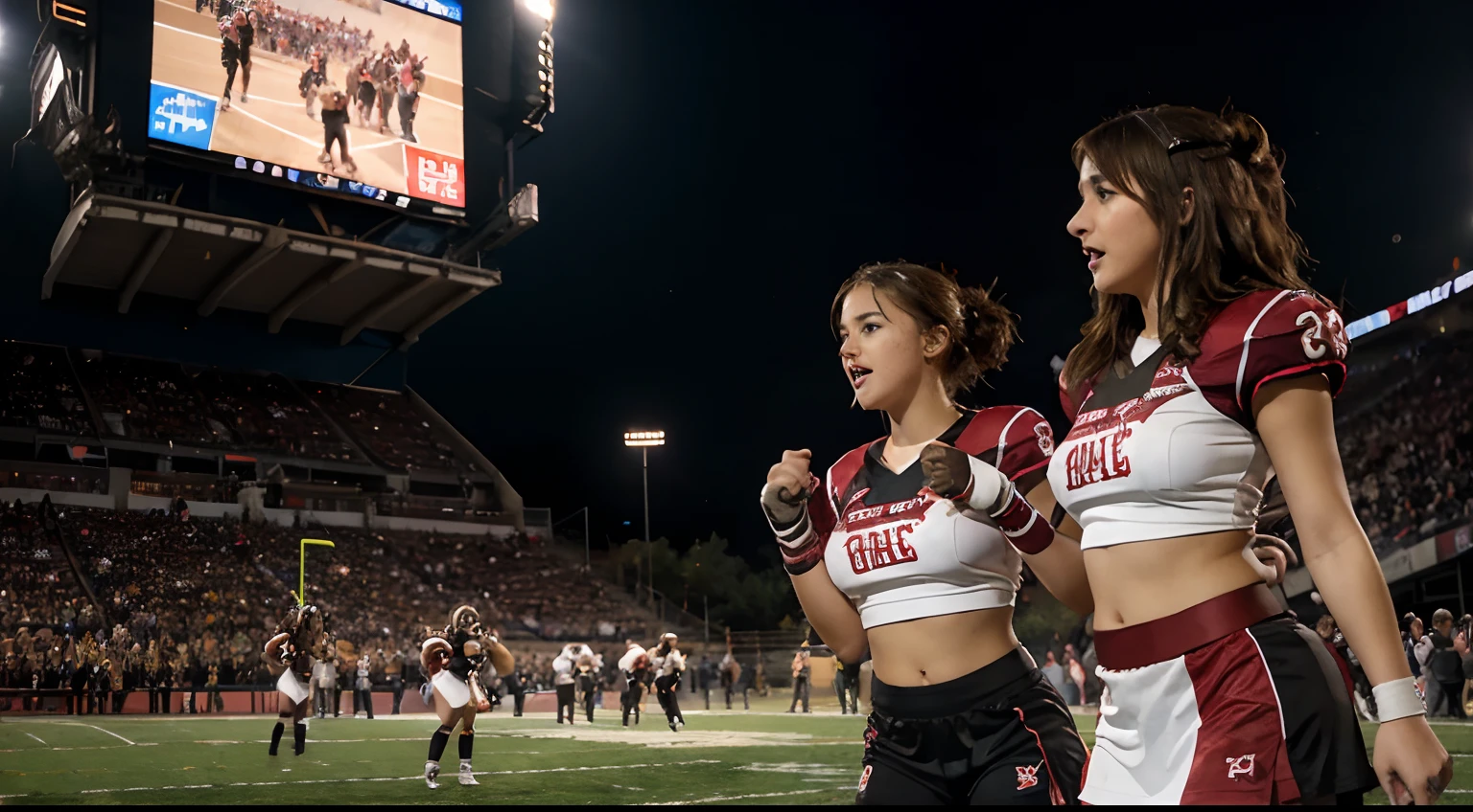 the story unfolds in the heart of Tornado Alley. The chapter sets the stage at a high school football game where the Tukey Hollow Turkeys are aiming for victory in the division championships. The atmosphere is electric, with cheerleaders, including the protagonist, Julieta, and her best friend, preparing to lead the crowd in cheers.