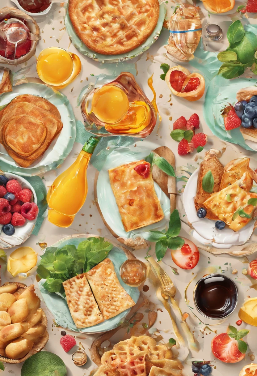 cardapio de casa de brunch com 10 produtos com bebida tambem, No text Ultra-high resolution in 4K