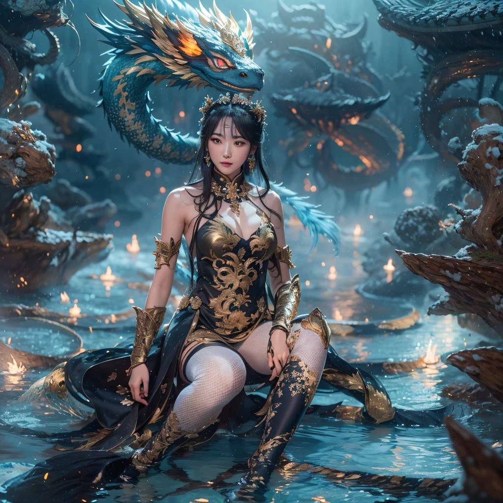 Fly the Nine-Tailed Light Blue Sky Division Flame Hairy Bear Star，Erotic，Torch Night Black Gold Orange Brocade Silk Snake Print Silk Pants，Rouge diamond tulle sheer lizard-patterned leggings，Fat Girl Space Flying in the Snow 1:900 miniatures，Front view，Pure transparency，Wear boxing gloves，Wear thick-rimmed reflective sunglasses with gold threads，Panorama ultra-wide angle，extremely happy，The texture of the real person is delicate，Strong visual impact，Hyper-detailing，Dream girl，Refined face，prettyeyes，Hair strands float in the air， Cherry model，Ouyang Xiaotong，crystal-clear，Good sense of perspective，Light and shadow effects，16K smooth，Surface reflected light，Flowing black hair，Water Goddess 32K，复杂，ellegance，highly  detailed，A majestic，Digital photography，Autumn cowboy shot，surrealism painting，Broken rubies，Beating magic，Entwined water magic，（tmasterpiece，Cinematic light，Fine beautiful eyes：1.2），hdr，Void 5 Energy Storm，(China 1 girl，Black eyes:1.5），Rouge skin，Glowing skin，(sitting on the stone：1.5），delicated face，Black color hair，Put on palatial gold armor，cropped shoulders，，short  skirt，Beautiful golden armor，Rained，big breasts beautiful，looking at viewert，Face away from the camera，tmasterpiece，Lateral face,Side portrait close-up