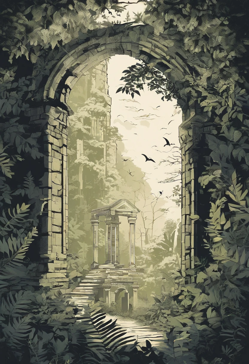 In the heart of a dense forest, ancient ruins emerge from the shadows, bathed in the soft glow of moonlight. The ruins are a testament to a forgotten era, with towering stone pillars and intricate archways that have stood the test of time. Vines and ferns intertwine with the weathered stones, reclaiming the structures as nature's own. The moonlight filters through the canopy, casting a gentle illumination on the scene and creating a mystical ambiance. The forest is alive with the sounds of nocturnal creatures, their rustling adding an eerie soundtrack to the ancient ruins. The ancient ruins located in the forest at night are a place where the past and nature coexist in harmony, a sanctuary of tranquility and mystery.