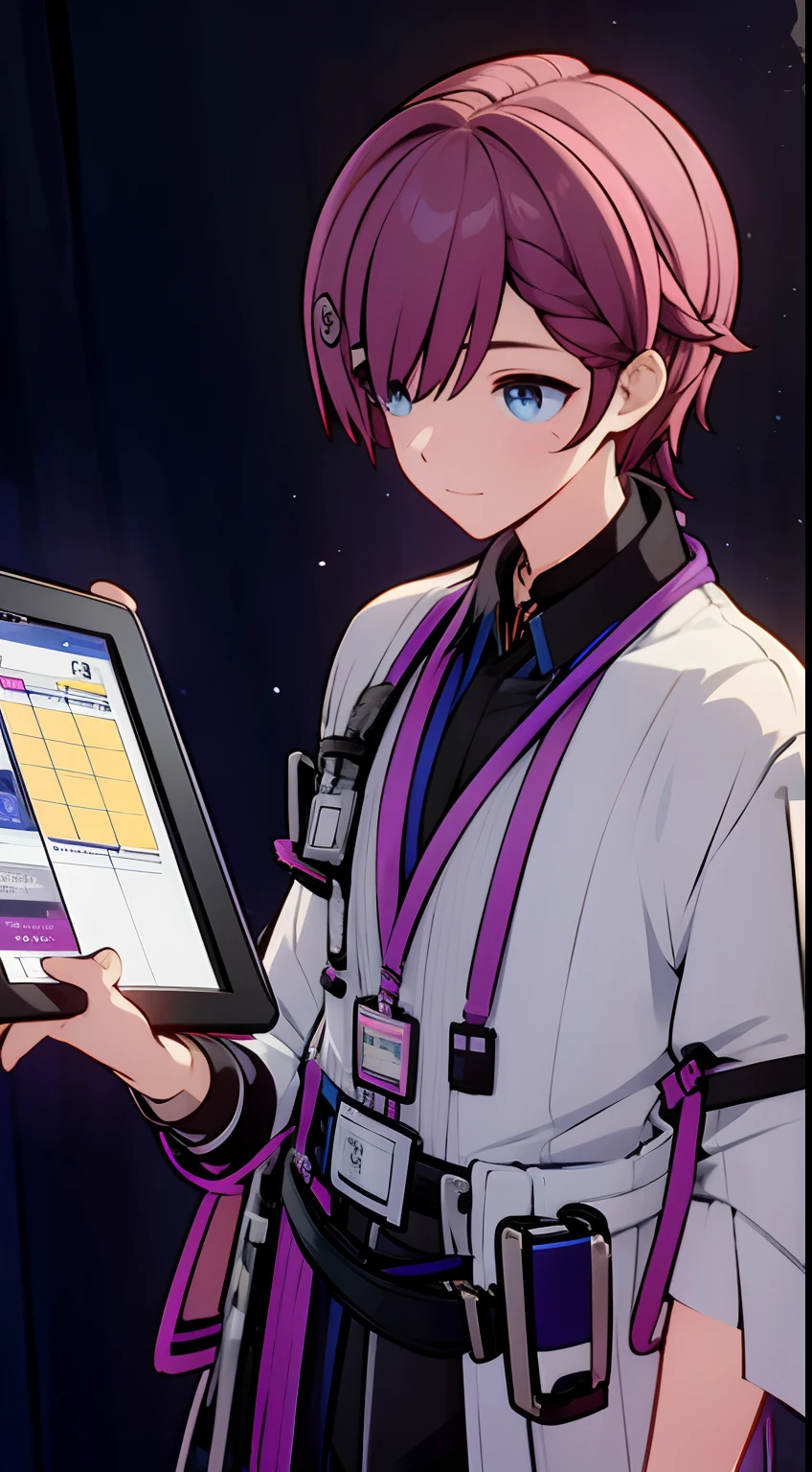 a boy who was a successful smartphone designer at a young ang a headset in front of a tablet while working on an editing project in his studio.masterpiece,best quality