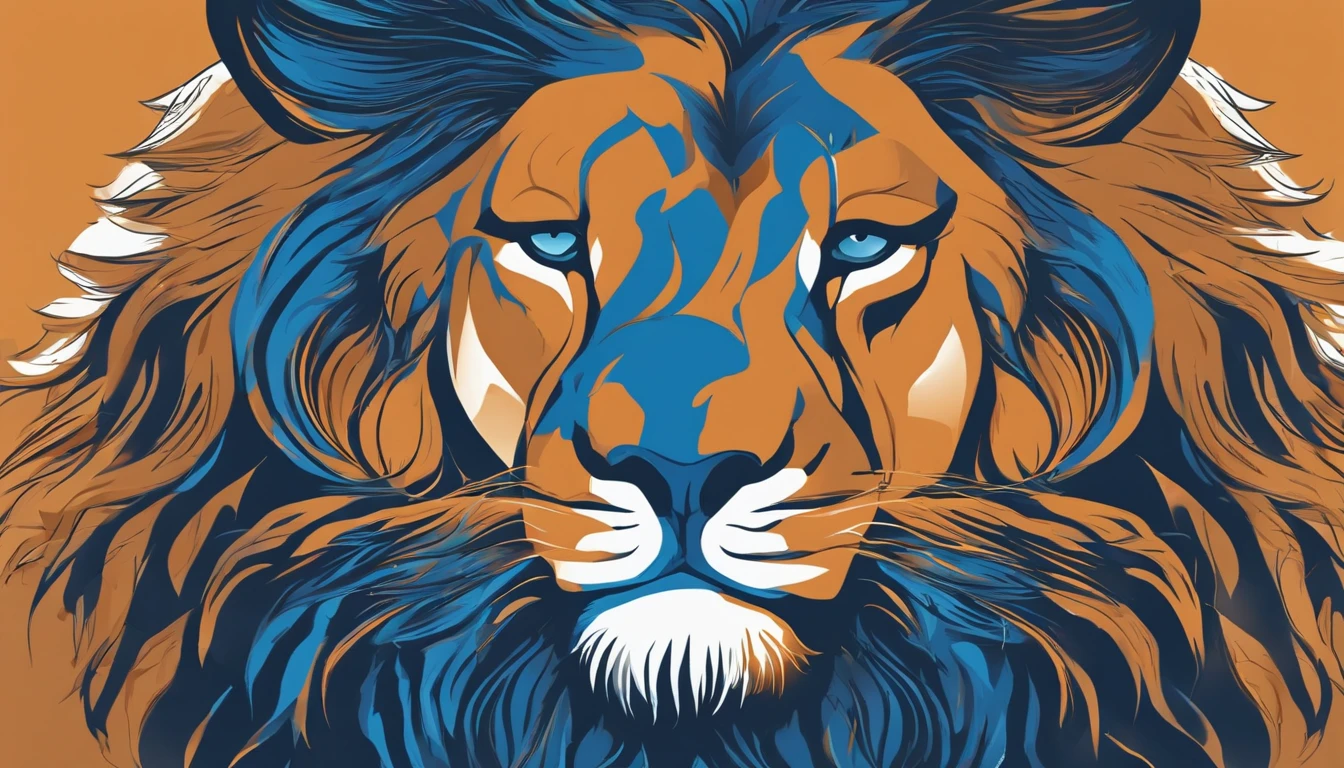 a blue lion with a white mane and a black mane, roaring blue lion. majestic, lion head, 2 d full body lion, half lion, with the mane of a lion, lion, vector art, king of the jungle, blue colored, detailed vectorart, vector art style, highly detailed vector art, extremely high quality artwork, vectorial art, hd vector art