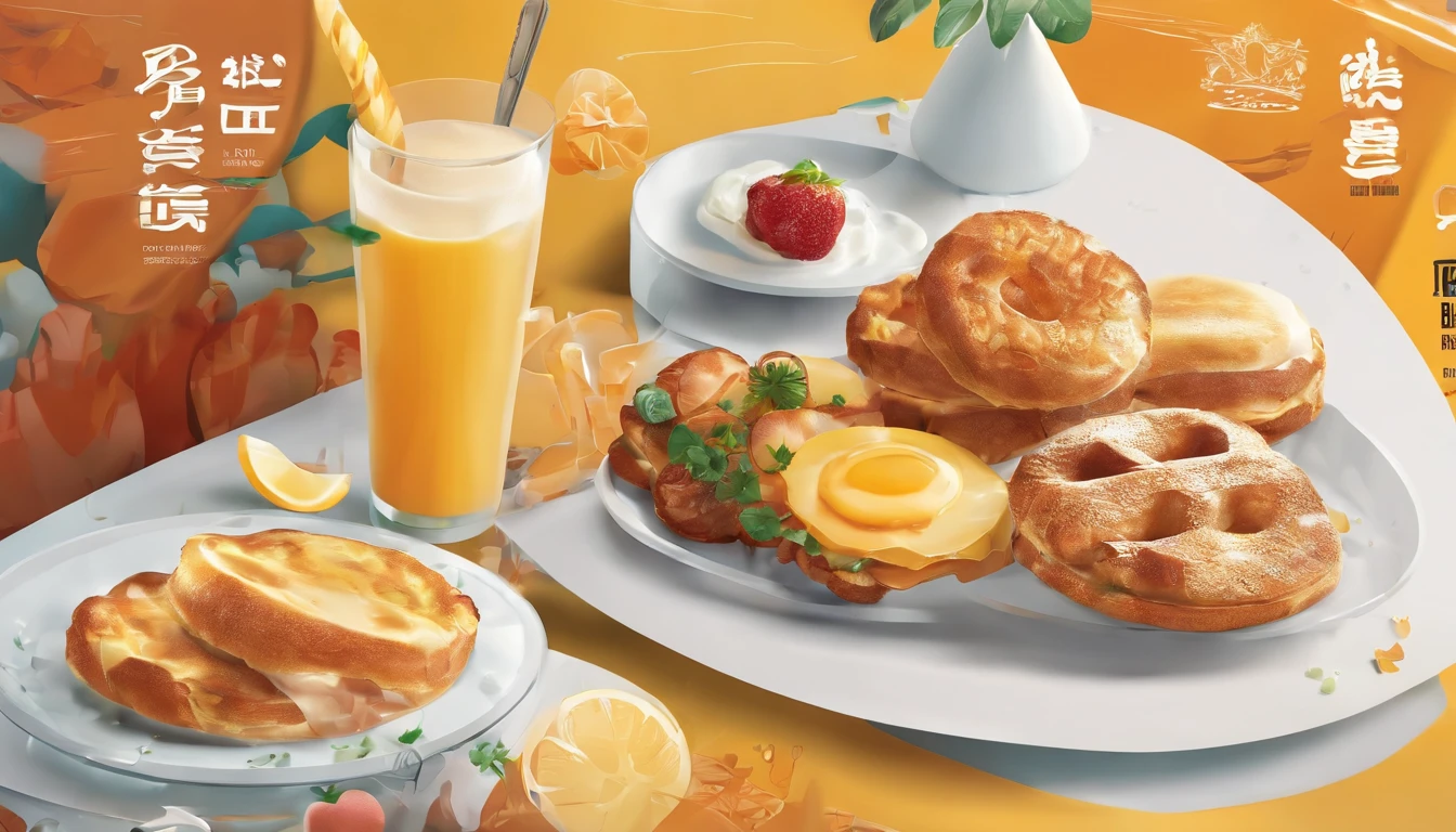 Brunch menu with 10 products and drinks in very high 4K resolution