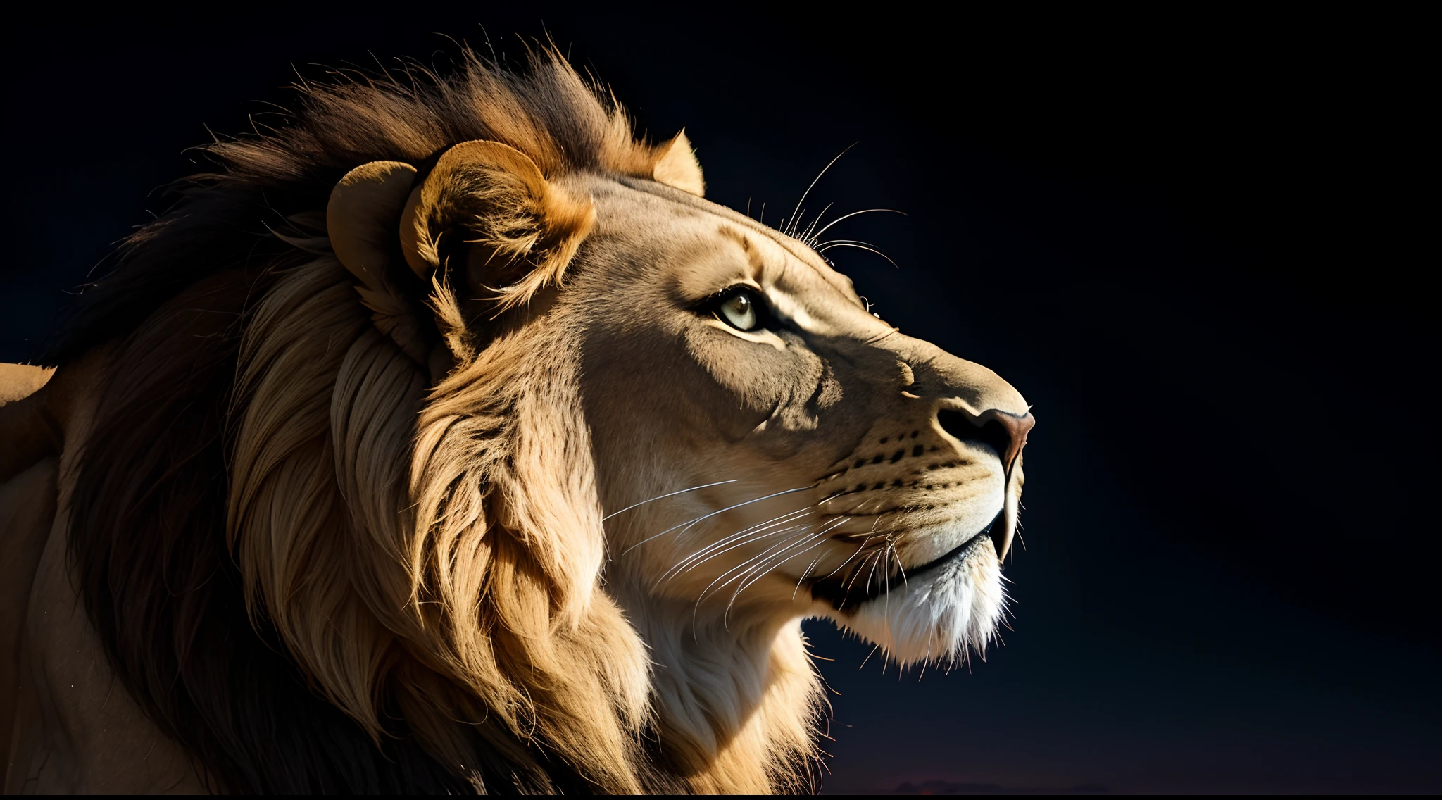 Lion, beauty Lion, naturais, Natureza, Natureza, Linda, renderizado, fotorrealista, UltraHD, 4k, texturasdetalhadas, thunders, sombras detalhadas, cores detalhadas, por do sol, sol se pondo, Sunset, Natureza Linda, fundo preto, por do sol, contraste detalhado, contraste realista, alta resolução, cores detalhadas, fogo, eletricidade, divina criatura, 8k,