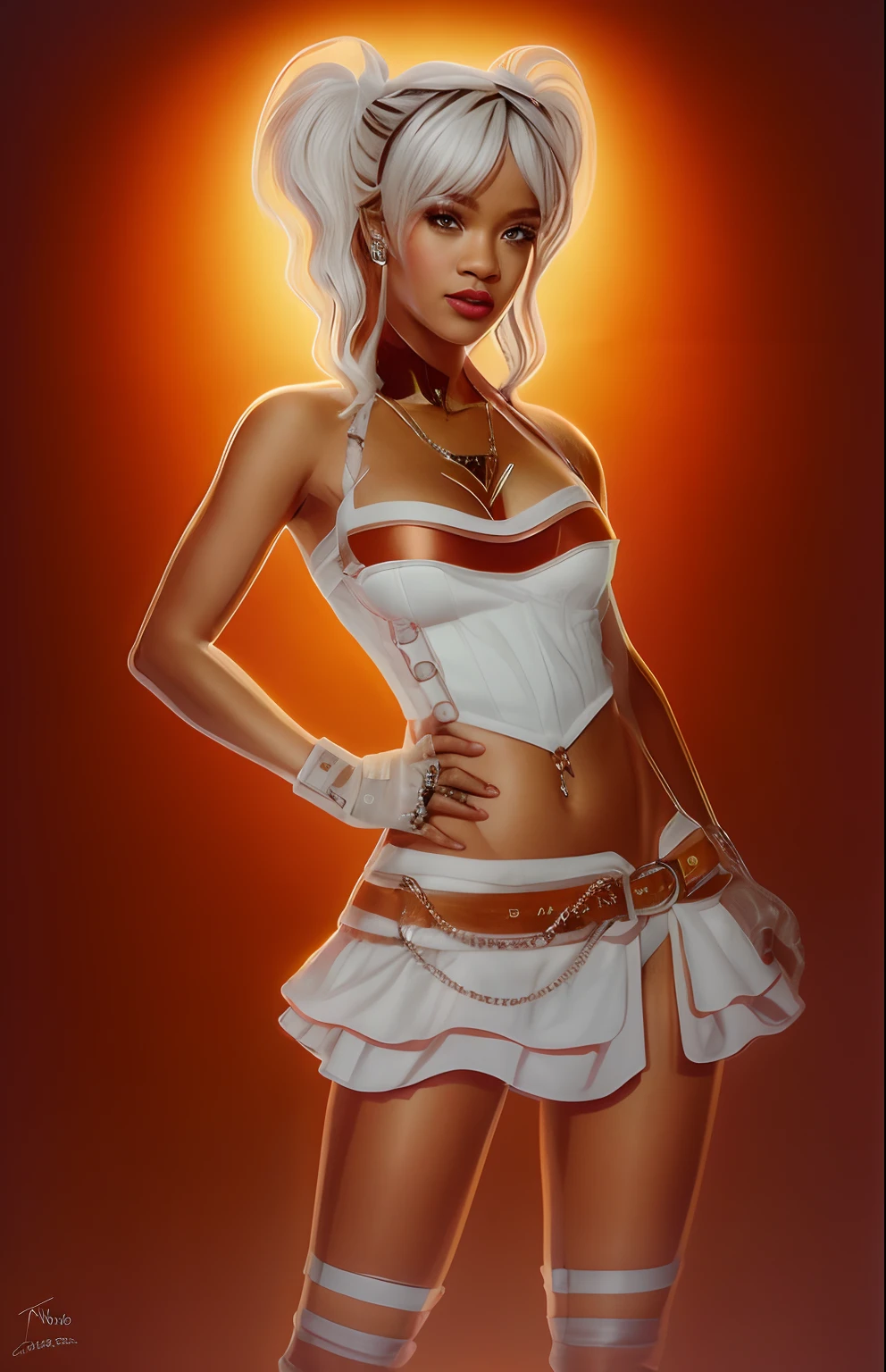 rihanna em um espartilho e meias, rihanna,  melhor qualidade, realista, realista, Award-Winning Illustration, (rosto altamente detalhado e textura da pele), (corpo inteiro), (detalhe complicado: 1.2), (detalhe fino), (detalhe complicado), (cinematic lights, luz de fundo de melhor qualidade), lines sharp, foco nítido, Arte Oficial, unidade 8k papel de parede , ultra realista, muito realista, Absurdo, inacreditavelmente realista absurdo, tamanho de arquivo enorme, ultra- real, Arte de realista, RTX,((Foto de encerramento-up by award-winning studio)), , (cale a boca), , perfect hands, lindos olhos detalhados, rosto perfeito, corpo perfeito, detalhes ultra realista.