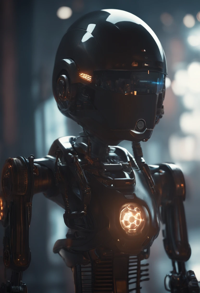 droid，An anthropomorphic boy, Transparent machines，Cyberpunk, opaco, luminous neon lights, ( global ilumination, Traching de raias, HDR, unreal render,Reasonable design, alto detalhe, master part, best quality, hiper HD, Cinematic lighting),