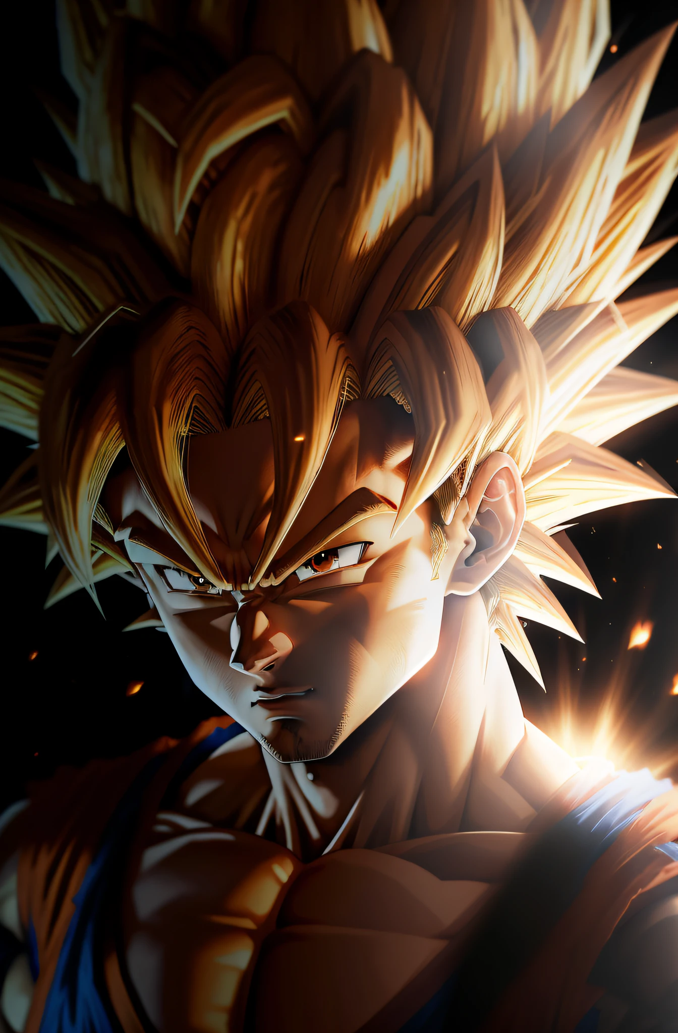 Masterpiece, best quality, Goku, Super Saiyan, blonde hair