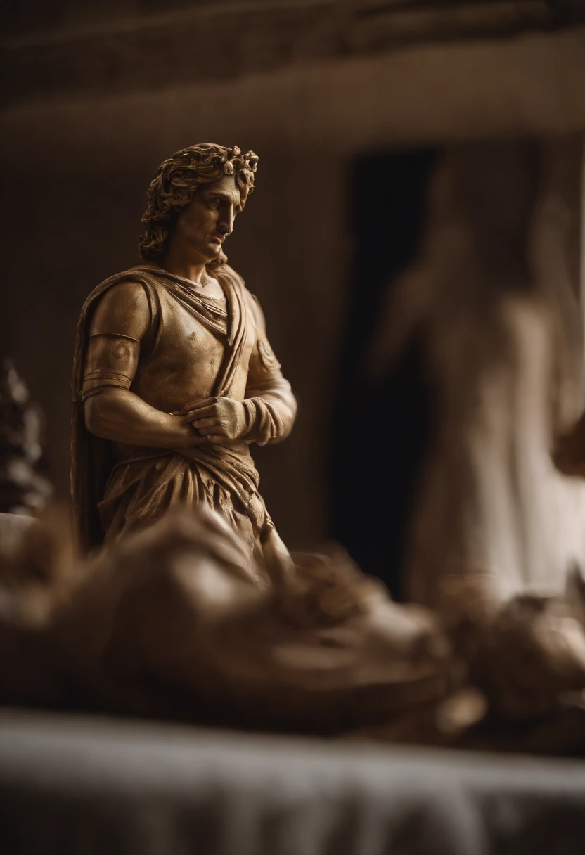 Create a animtion Alexander the great doing some thing in a room