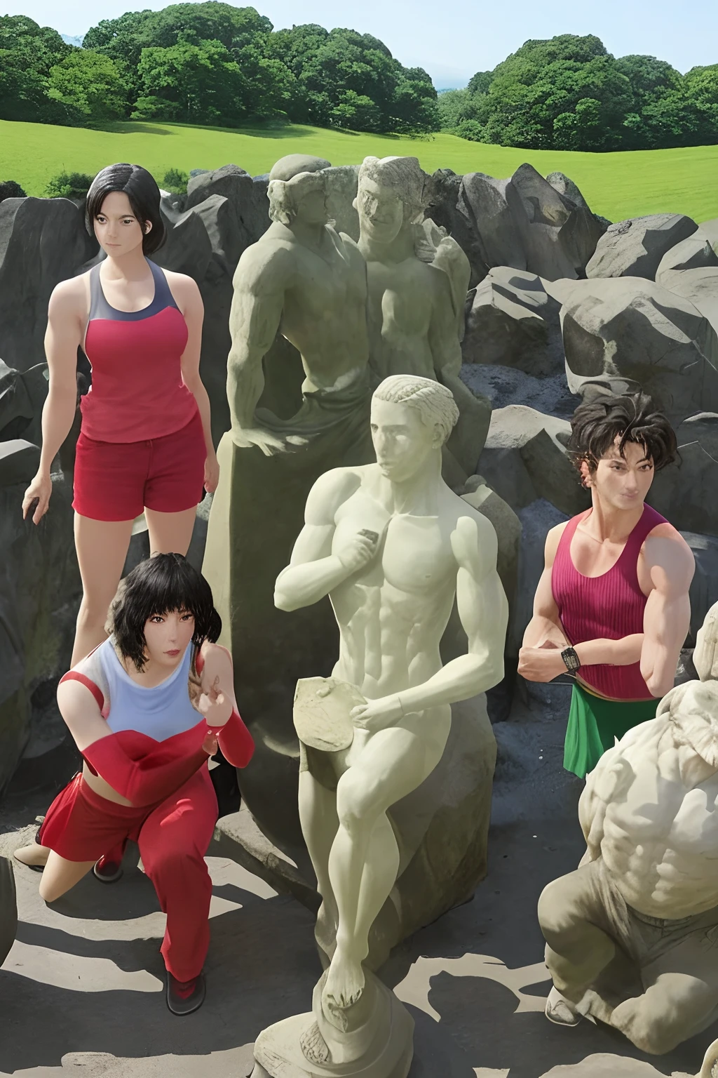 Muscle Morimori、woman、stone statue、Jojos bizarre adventure