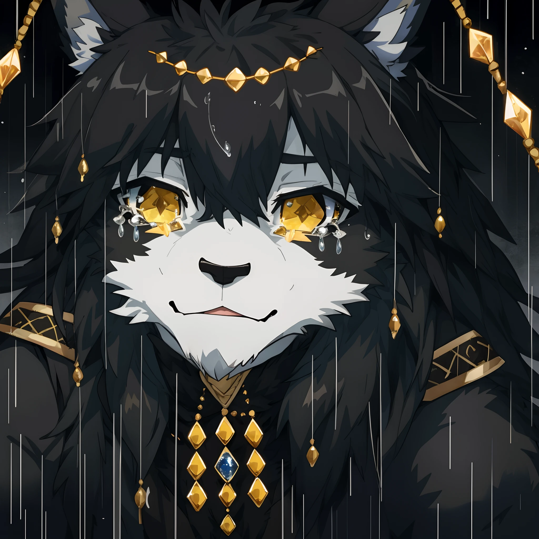 cover_page, Darkness with diamonds falling like rain, Beastmen whose tears become jewels, Express your grief with your whole body, kemono, furry,