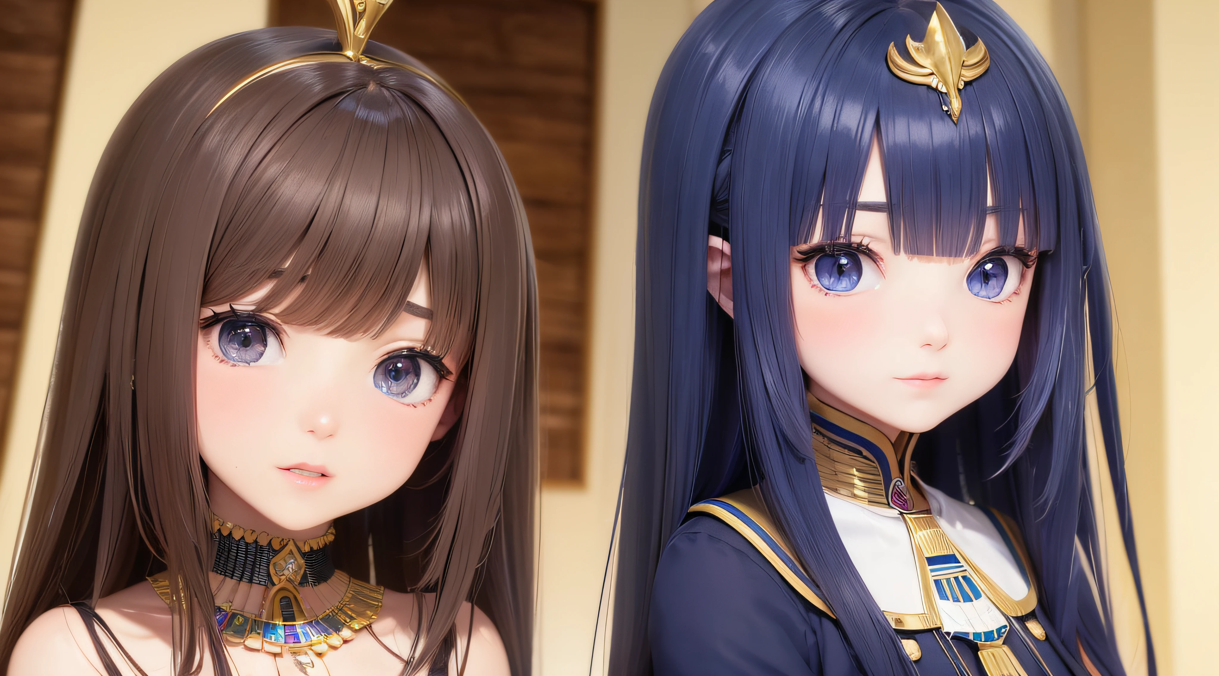 (obra prima) (perfection) (ultrarrealista |) (sem defeitos) duas de anime em romance, Egyptian, egito, piramides