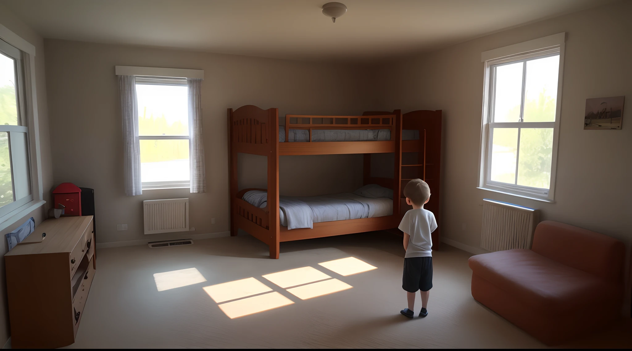 Kid inside a splitting house