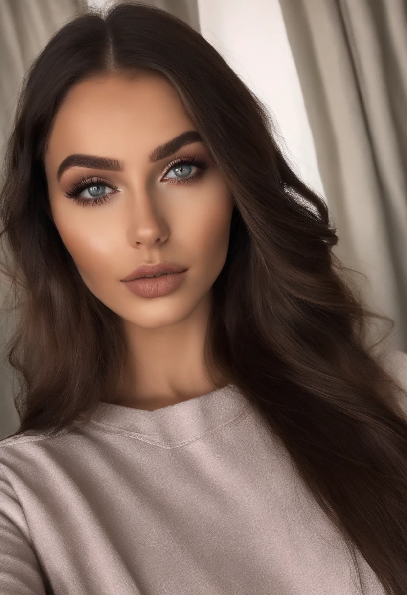 Arafed Mujer con camiseta con mangas y bragas a juego, Chica sexy con ojos marrones, Retrato Sophie Mudd, cabello rubio y ojos grandes, en el club, Selfie de una mujer joven, Ojos en el dormitorio, Violeta Myers, ohne Maquillaje, Maquillaje natural, staring directly into camera, Cara con Artgram, dezentes Maquillaje, Impresionante foto de cuerpo completo, en el dormitorio, Fission