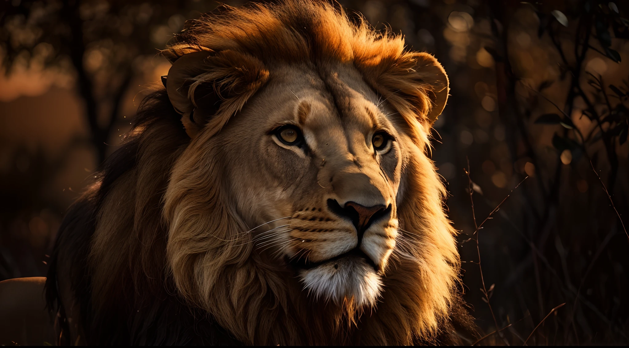 Lion, beauty Lion, naturais, Natureza, Natureza, Linda, renderizado, fotorrealista, UltraHD, 4k, texturasdetalhadas, thunders, sombras detalhadas, cores detalhadas, por do sol, sol se pondo, Sunset, Natureza Linda, fundo preto, por do sol, contraste detalhado, contraste realista, alta resolução, cores detalhadas, fogo, eletricidade, divina criatura, 8k,