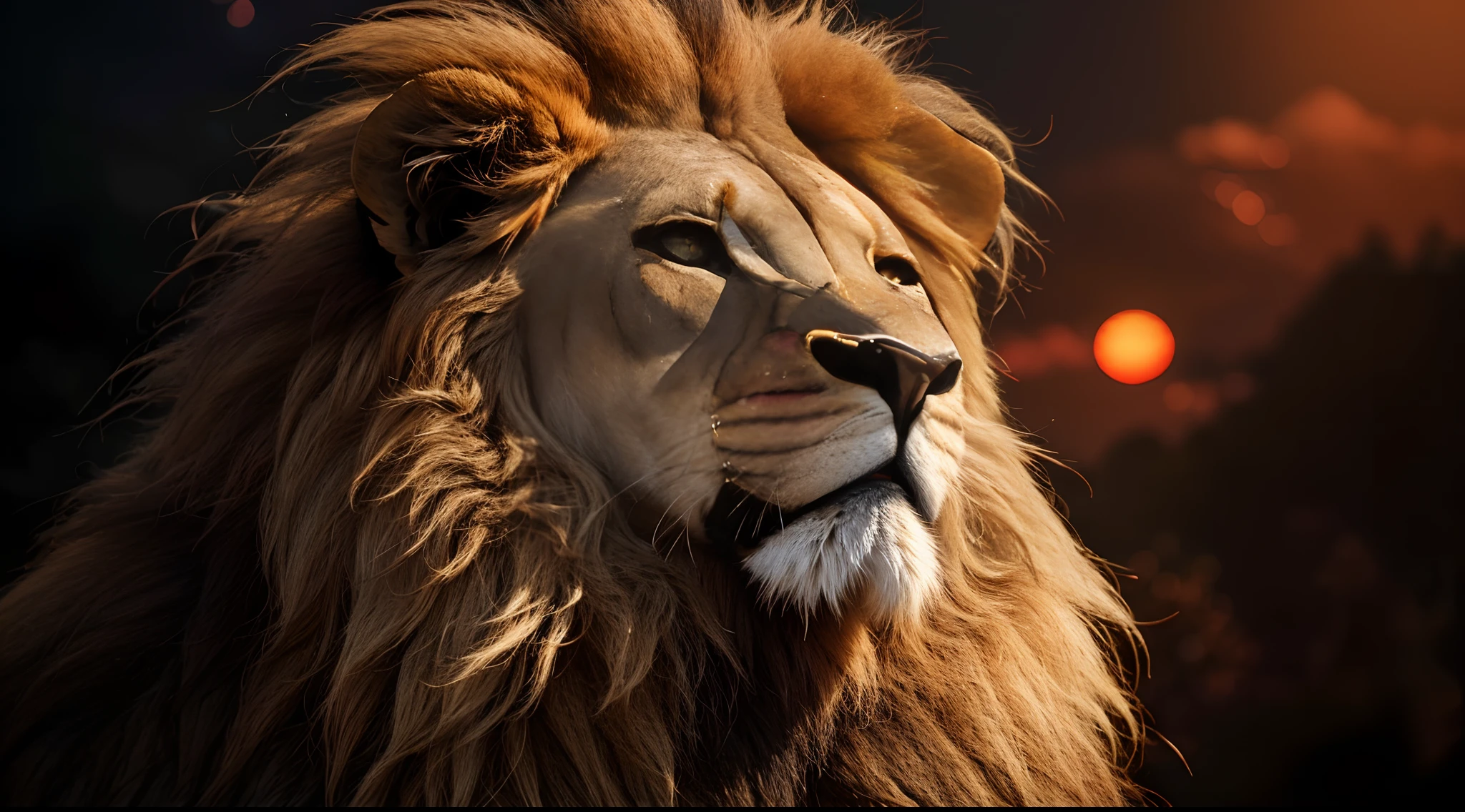 Lion, beauty Lion, naturais, Natureza, Natureza, Linda, renderizado, fotorrealista, UltraHD, 4k, texturasdetalhadas, thunders, sombras detalhadas, cores detalhadas, por do sol, sol se pondo, Sunset, Natureza Linda, fundo preto, por do sol, contraste detalhado, contraste realista, alta resolução, cores detalhadas, fogo, eletricidade, divina criatura, 8k,