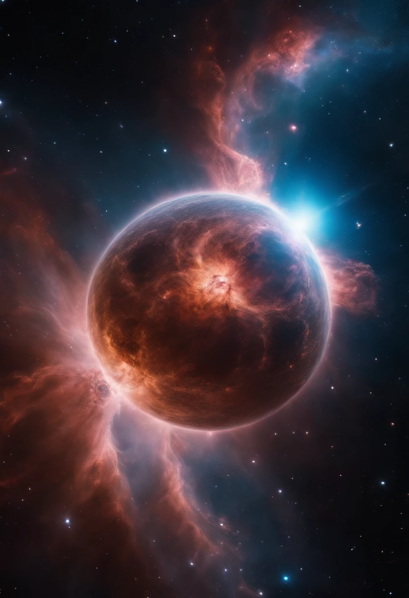 A new nebula with extravagant gas surrounding a supernova, deep space, 8k, super detail, intricate details
