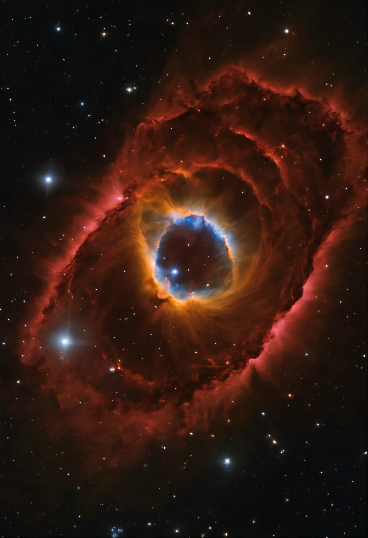 A new nebula with extravagant gas surrounding a supernova, deep space, 8k, super detail, intricate details