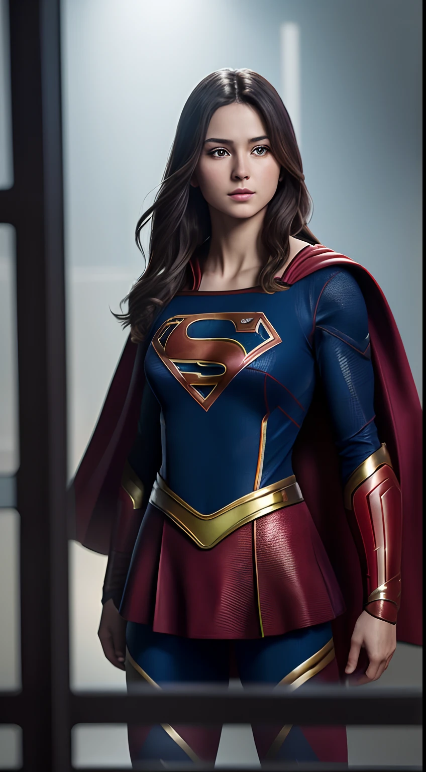 AN INCREDIBLY SEXY JAPANESE TEEN WITH LONG BLACK HAIR, DREAMY BLUE EYES, AND MASSIVE BIMBO BOOBS TRANSFORMS INTO SUPERGIRL AFTER PUTTING ON A AUTHENTIC 1984 MOVIE SUPERGIRL COSTUME AND CAPE.