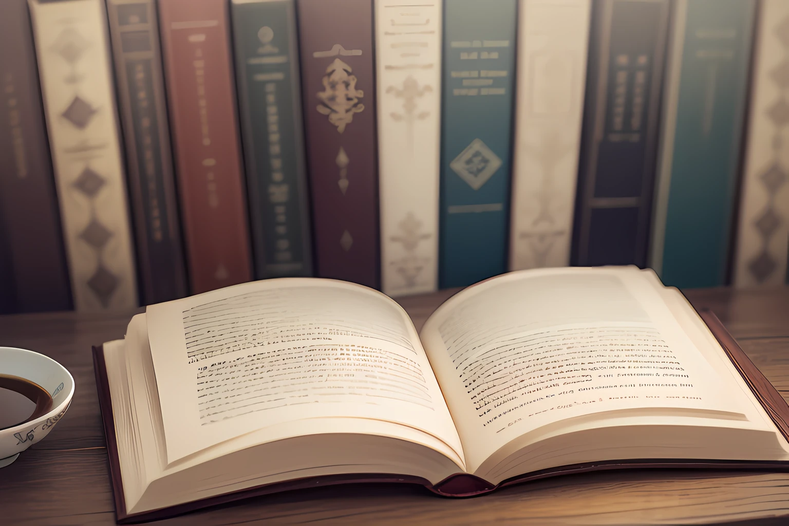 (upclose shot of a book on table:1.1),Library full of books,cozy atmosphere,warm lighting,luxurious wood decor,peaceful ambiance,detailed illustrations on book covers,vivid colors,realistic textures,meticulous craftsmanship,enchanting bookshelves,classic novels,quiet reading nook,thought-provoking literature,desirable collection of rare books,comfortable reading chair,whispering pages turning,tranquil sound of flipping pages,aromatic coffee brewing in the background,subtle scent of aged paper and ink,exquisite book bindings,window with a view of nature outside,soft natural light filtering through the curtains,moments of escape and imagination,silence embracing the space,serenity within the words,escape into a parallel world,dreamy surreal landscapes,dazzling adventures waiting to be discovered,unforgettable characters springing to life,magical realms where anything is possible,secret passages and hidden treasures,unveiling the secrets of the universe through words,wandering thoughts and introspection,unlocking the power of knowledge,transforming souls and expanding horizons,memories etched in every page,whispers of the past and hopes for the future,transforming lives one word at a time.