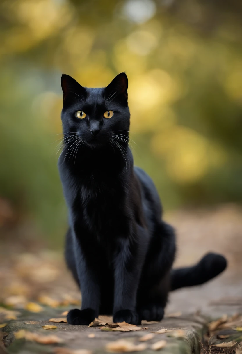 Make an ultra-realistic standing black cat with open hands