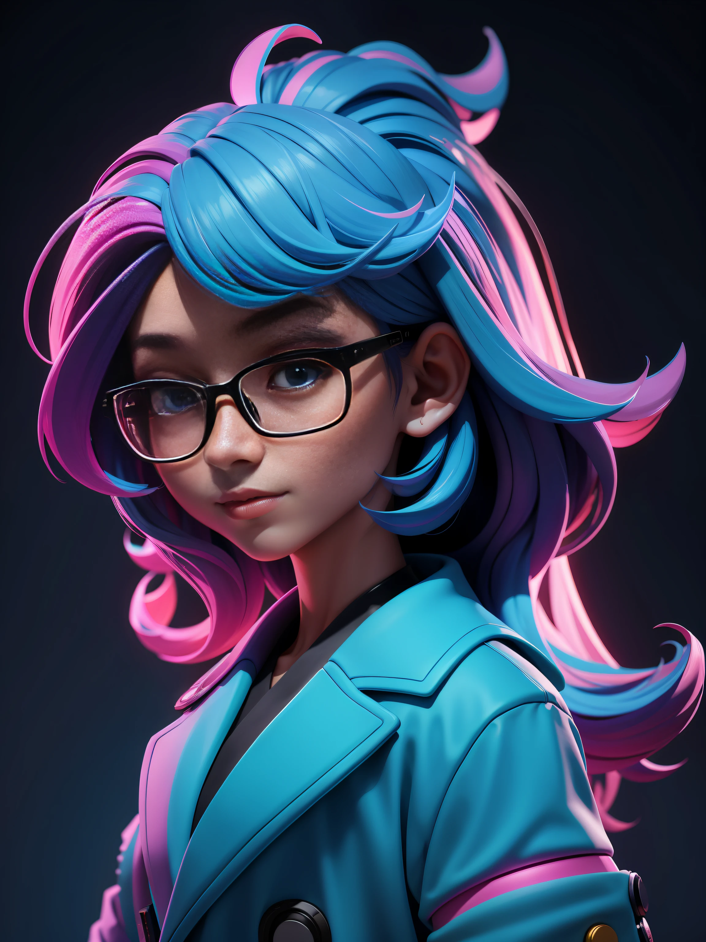 (Masterpiece: 1.5), (Best Quality: 1.5), High Resolution, Highly Detailed, 3DMM, A Girl, Soloist, Speaker, Leader, Glasses, Serious, Performance of Future Technology, Data, Low Contrast, Vivid Lighting, Atmospheric Depth, Superb Technology, Harmonious Composition, Creative Refinement, Striking Juxtaposition, Evocative Tones, Captivating Colors, Dramatic Lighting