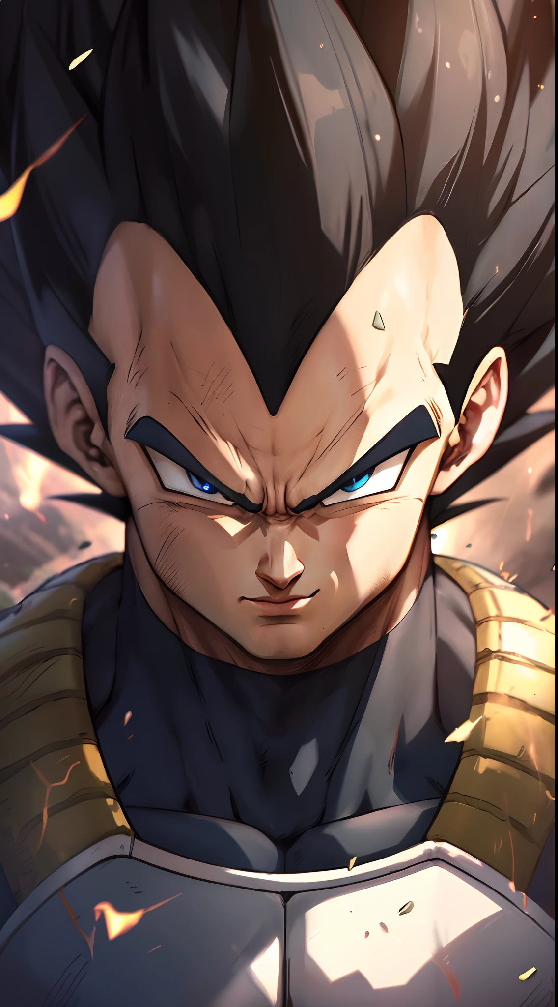 Hyperrealistic version of Vegeta, hyperdetailed, hyperrealistic
