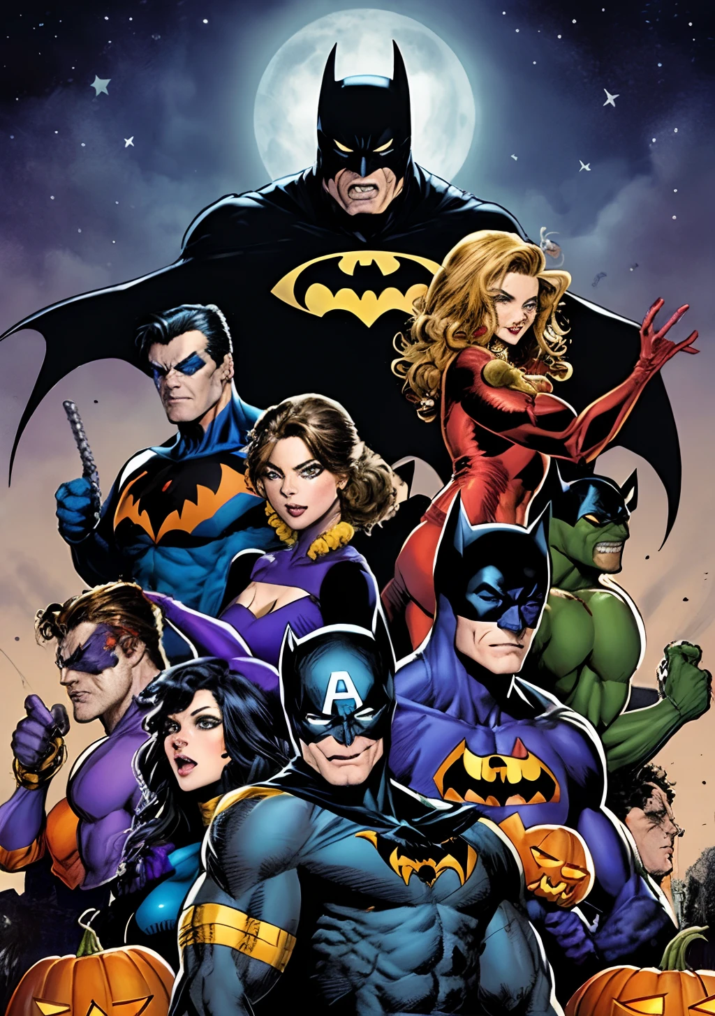 Halloween estilo Marvel e DC Comics by Jim lee, gang do Batman