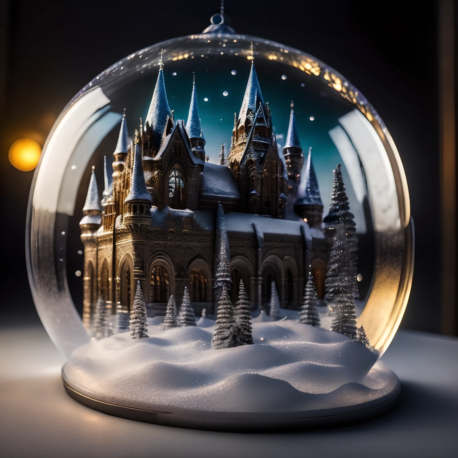 Модель RPG Bubble | Concept Glass , Gothic castle made of silver ! Standing on the background of a winter landscape , The sun is shining on the castle, Front light,Ultra-detailed,(Realistic,Photorealistic,photo-realistic:1.37),,An abundance of colors, Bright colors ,Highly detailed,soft-lighting,