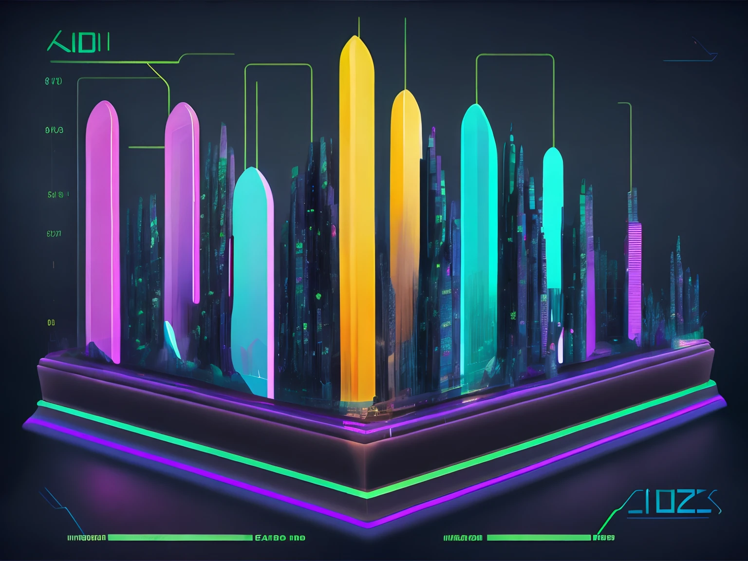 imagem de dinheiro, financial charts, business neon colors by Kilian Eng