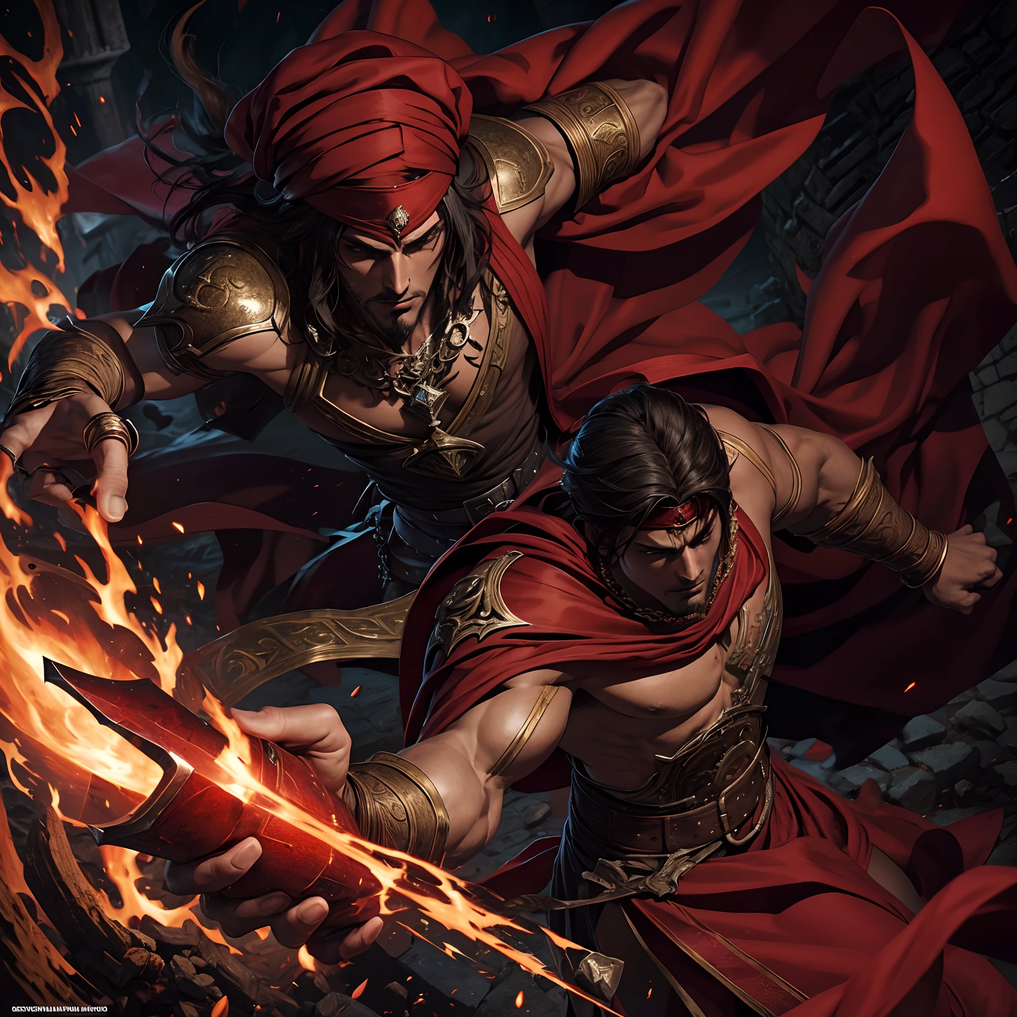 Castlevania Comic Page Lord of Shadows Red Turban in Battle with Scary Demons Super Realistic Super Detailed Super Realistic Super Realistic Super Realistic Super Realistic Super Realistic Super Realistic Moroccan Islamic Body Super Realistic Super Detailed Super Detailed Correct Anatomy Super Detailed Super Detailed Proportions Super Detailed Faces