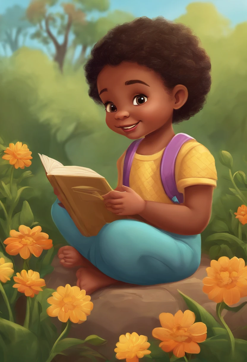 Uma menina negra, 4 anos, aleijado, uma perna amputada, usando cintas., floresta verdejante, Bela, Arte infantil em Artstation, mobile game art, arte digital detalhada bonito, illustration of children's books, painting digital adorable, arte de fundo, colorful kids book illustration, illustration for children, illustration of children's books, 2d illustration, 2d illustration, 2d matte illustration, a beautiful artwork illustration, pintura digital dos desenhos animados, (melhor qualidade, alta qualidade:1.4), (qualidade superior, melhor qualidade, Beautiful and Aesthetic:1.2), extremamente detalhado, Colouring, mais alto detalhado em ultra detalhado,