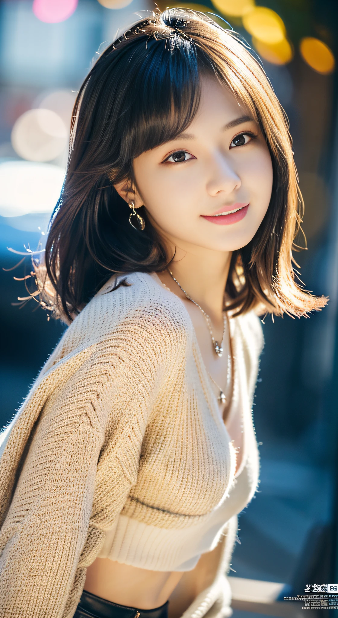 (((32K,very high res, high detailing, highly accurate,Maiden 1:1.5))),Raw photo & realistic atmosphere,beautiful dark blue eyes,Detailed mouth,Glossy lips,Detailed eyebrows,Soft white skin that shines with every detail,,Eyes drawn in detail、Very beautiful eyes with azure eyes,Detailed lips、Very beautiful face,Very well-formed face、Lifelike face,shiny beautiful lips,Beautiful eyebrows,Infinite reality,Best design,(Insanely cute Japan 16-year-old high school girl,,Beautifully shaped breasts,Very cute beautiful girl,Little Girl,Healthy body,Outstanding style:1.5),Best Natural Makeup,Japanese ido,Korean Idols,Young sensual idol,Moist eyes,Dark Beautiful Deep Eyes,Beautiful butt,beauty legs,,camel's foot,:1.3),超A high resolution、,Natural and realistic face,Back lighting,Pure eyes are too cute,(((photorealisim,Photograph the whole body))),,Reality Live Action,(Fashionable earrings,,a necklace,A bracelet,gyuru,Glossy nail art,American Street Winter Fashion,outer,Unique skirt,Leather shoes,Calm and fashionable girl,light brown hair,short-hair,独奏,Lori,little smiling,full body Esbian,Show full-body fashion,Sit up,Show me your leather shoes, Only beauty young cute 15 year old girl,15-year-old girl with beauty and charisma,Teenage fashion magazine shoot,K-POP hobbyist,Fashion that seems to be in Koreatown,Revealing clothing:1.7),Shin-Okubo's Koreatown