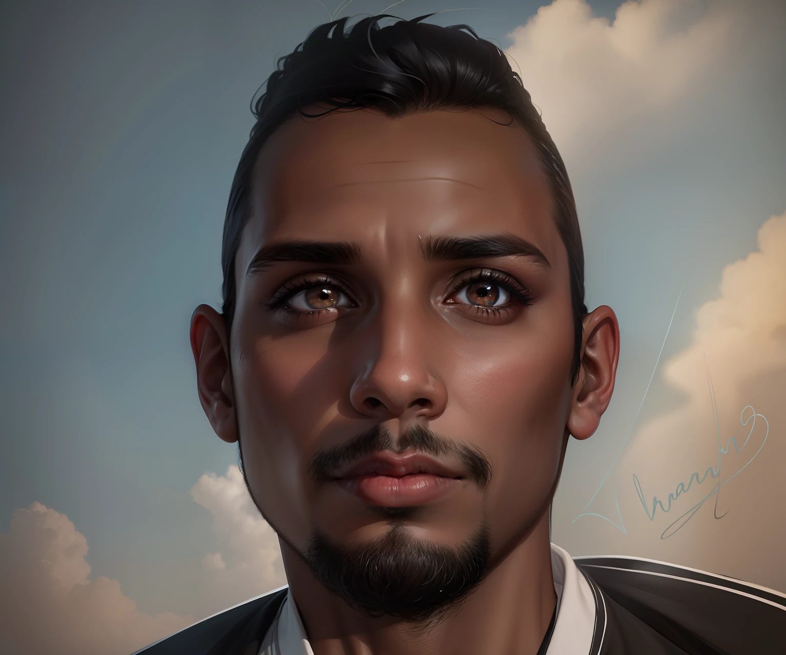 Um jovem de 25 anos,pele morena,olhos castanhos,terno preto