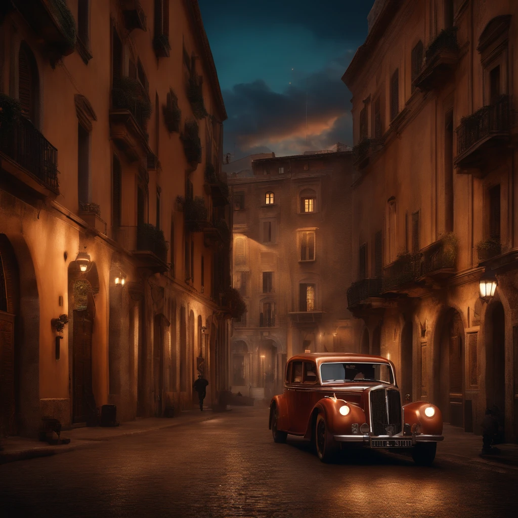 A realistic masterpiece image of a 1920 italian mafia city background, movie poster, realisitc, 8k, detailed, high detailed,