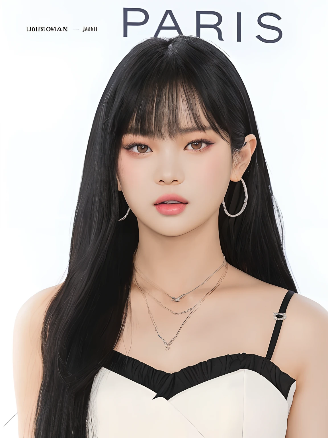 a close up of a woman with long black hair wearing a white dress, lalisa manobal, lalisa manoban of blackpink, jinyoung shin, jaeyeon nam, portrait of jossi of blackpink, jossi of blackpink, roseanne park of blackpink, park ji-min, lee ji - eun, lee ji-eun, blackpink jennie