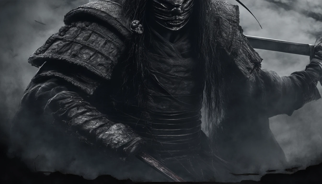 (best quality,4k,8k,A high resolution,master part:1.2),ultra-detalhado,Realistic:1.37,Samurai of Japan's Sengoku period,Use armadura samurai completa,Black Samurai Mask,Segurando uma katana afiada,A strong sense of oppression,olhos vermelhos brilhantes