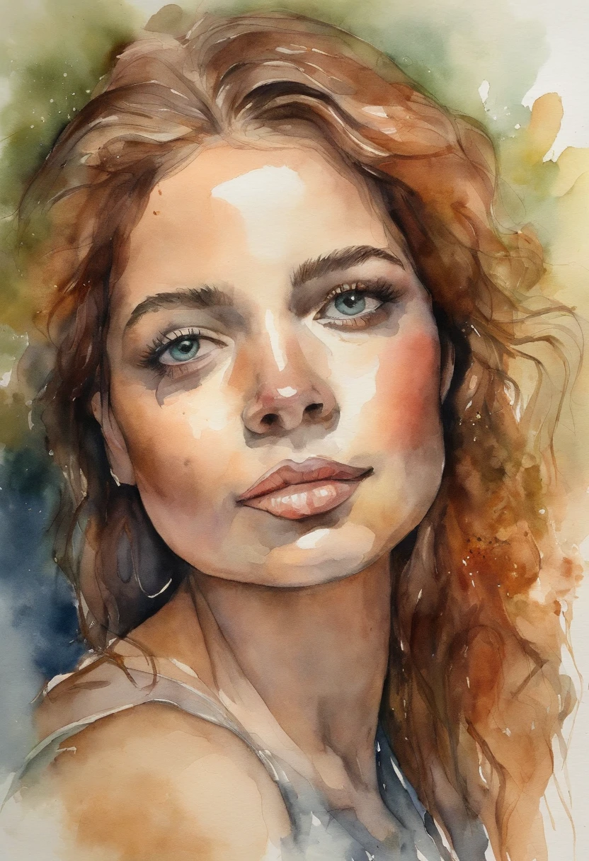 Retrato de uma jovem muito bonita, gordinha, cabelo loiro, nua com o dedo na boca.
