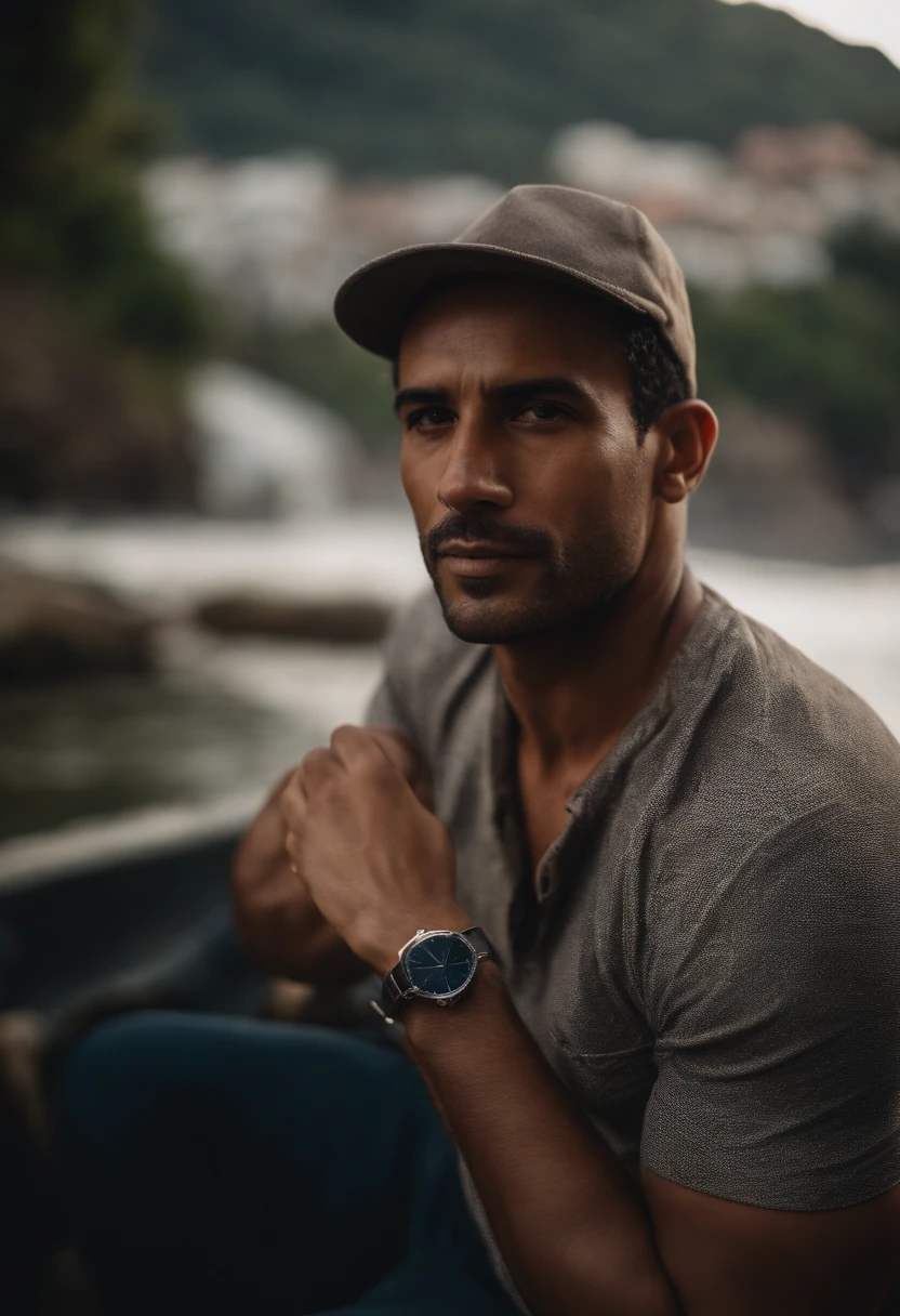 retrato de um homem a beira de um rio