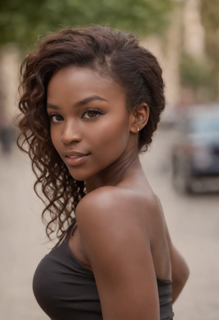 ((Dark African skin, Very deep ebony skin)), ((Its beauty is undeniable)), ((Excited cute face)), ((Perfect hazel eyes hyper detailed,)), ((pose mignonne)), , ((Seductive )), sexy, (( Tight mesh shirt, shorts courts sexy)), ((Smooth African hair long curly ponytail,)), (( peau)), ((debout, vue de face)), ((toucher ses propres jambes dans une pose sexy)), ((dehors, Ville publique)), Sharp Focus CGI, photoreallistic, High detail, Realstic, Masterpiece, absurdes, Best quality, Hdr, High quality, high-definition, Extremely detailed, 8k wallpaper, Intricate details, 8K UHD, Full-HD, (photo realist:1.2), contraste, intense illumination, lighting cinematic, natural lighting, hard light, contre-jour, Illumination globale, occlusion ambiante 22ans