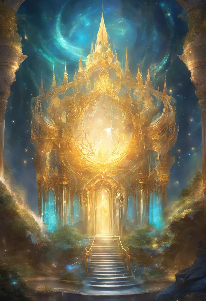 Orery, Celestial mobile, gold, iridescent and blue crystal