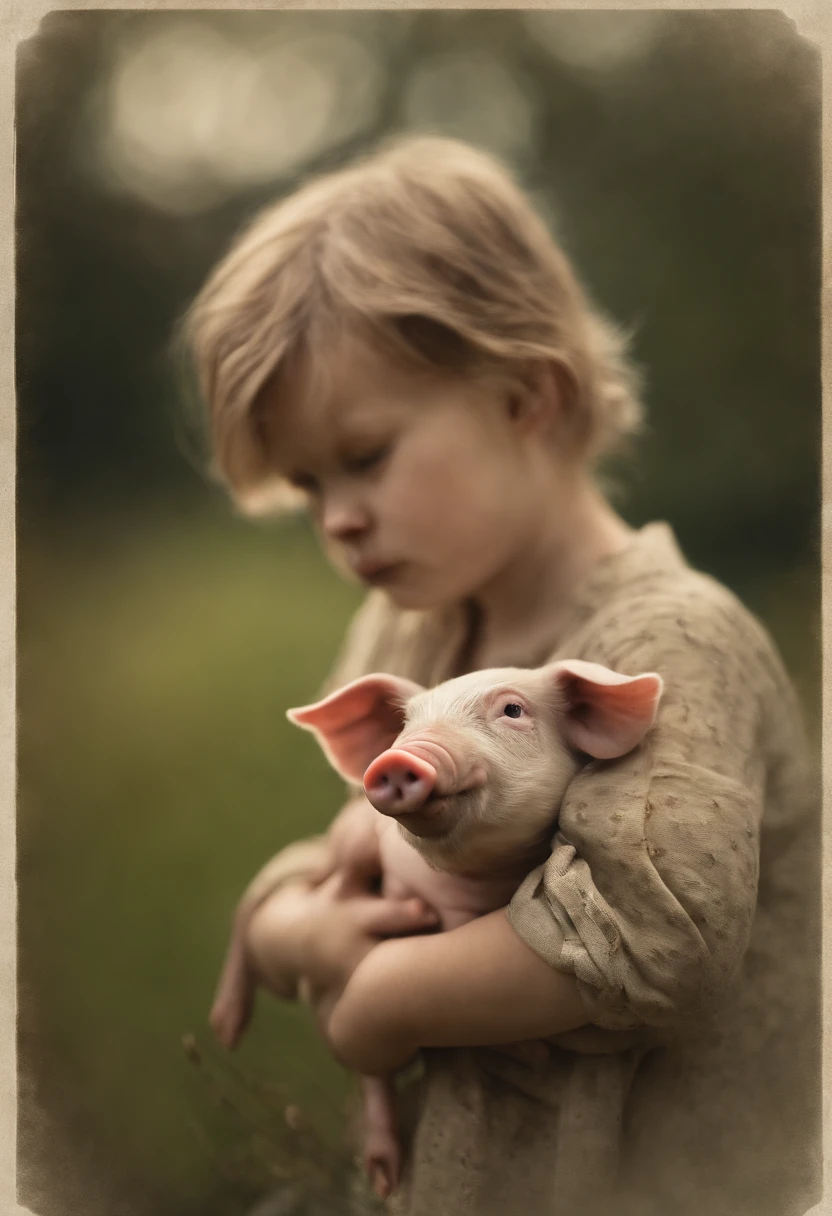 Create the IAMGEN of a  with a pig on a green background.