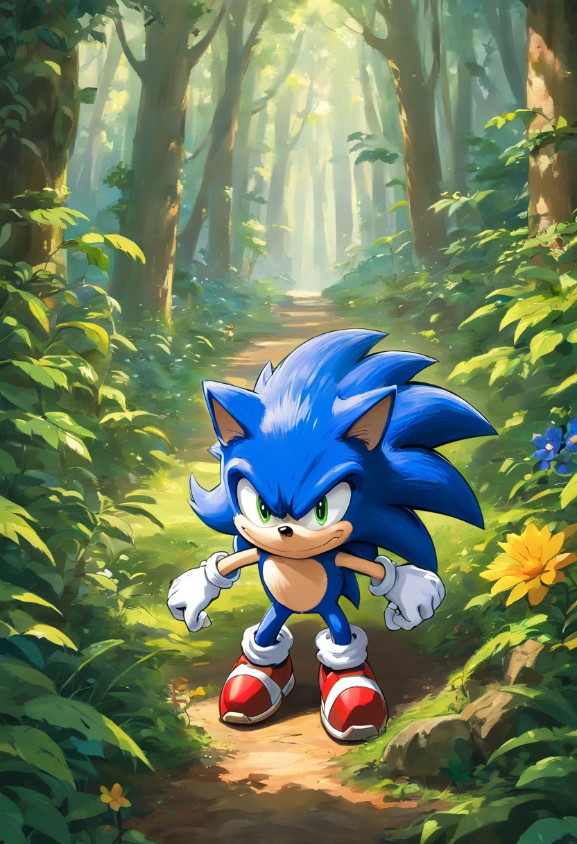 sonic the hedgehog,em uma floresta sombria,batalhando contra um faker sonic com tom de pele mais escura