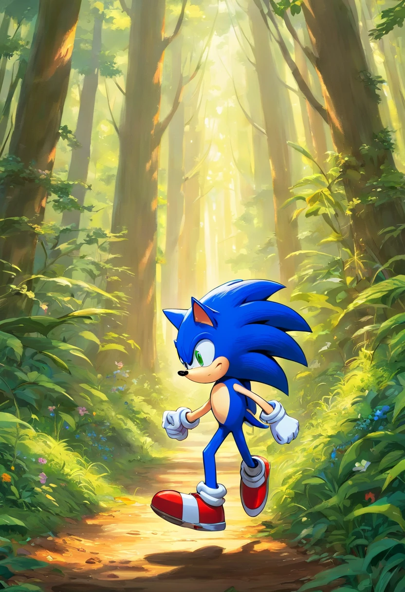 sonic the hedgehog,em uma floresta sombria,batalhando contra um faker sonic com tom de pele mais escura